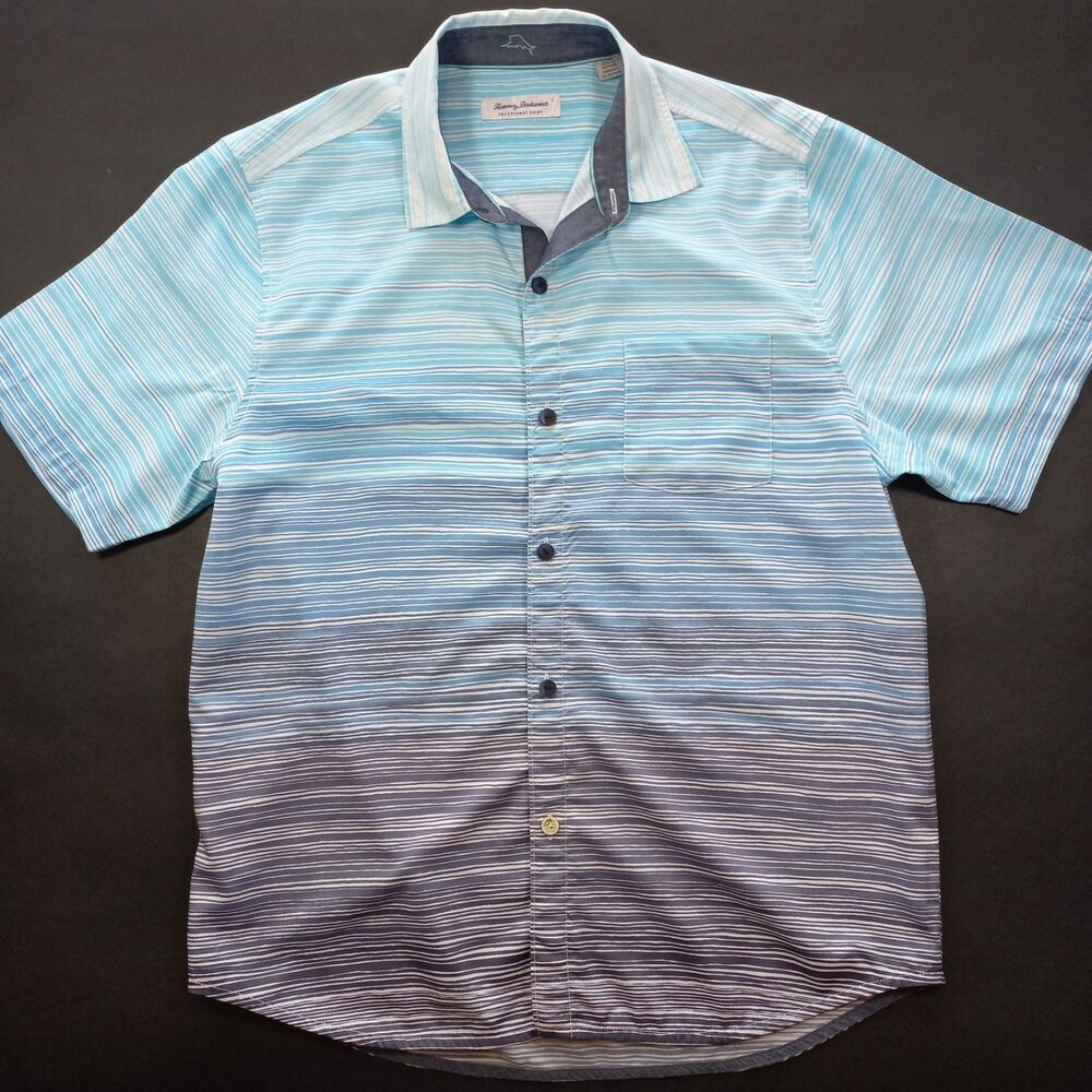 Tommy Bahama Coconut Point Shirt Mens Large L Coolmax EcoMade Tencel Blue Sands